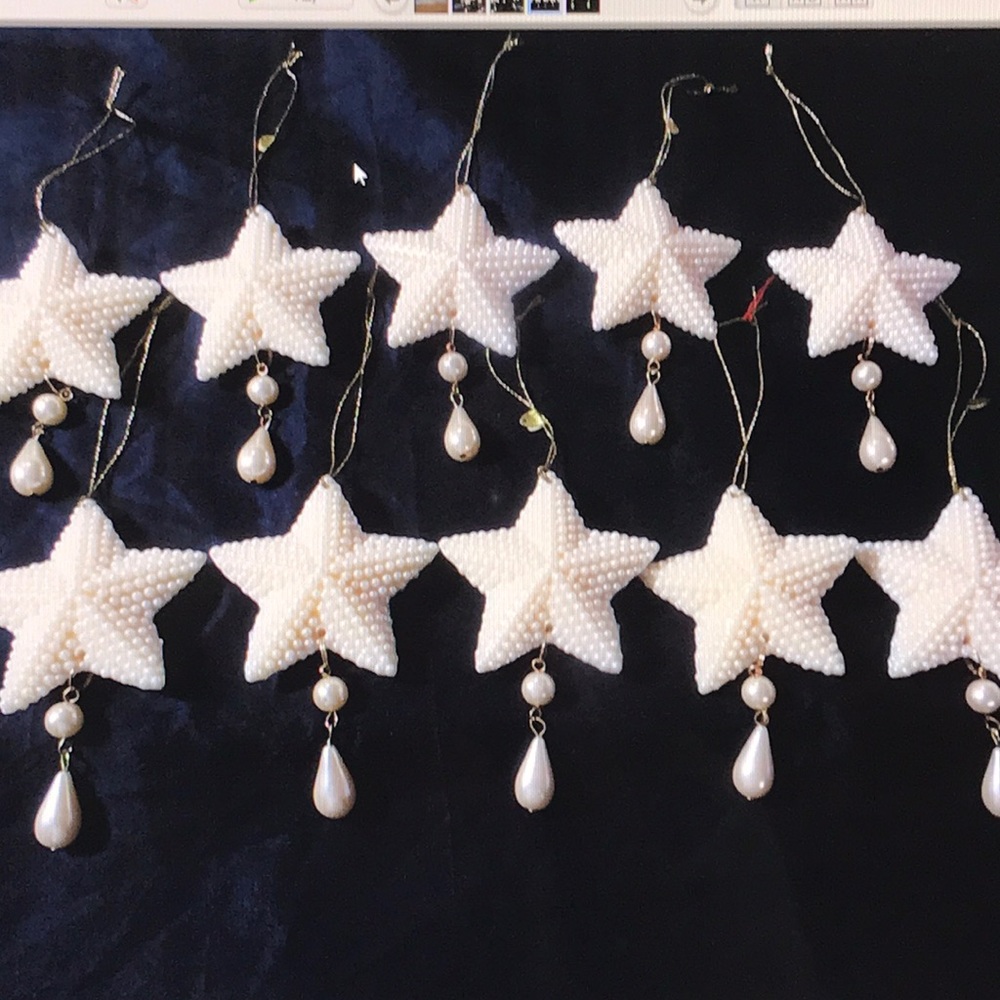 Embellished Star Shaped Ornaments Set Of 10